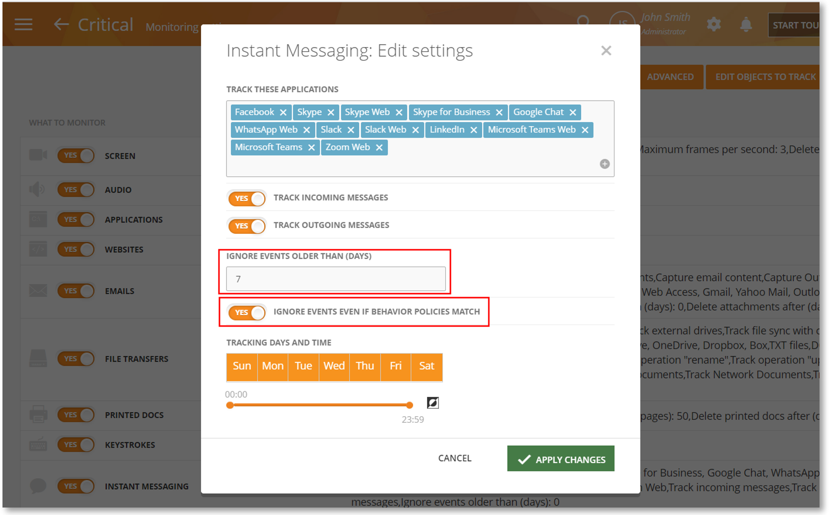 Instant Messaging Settings