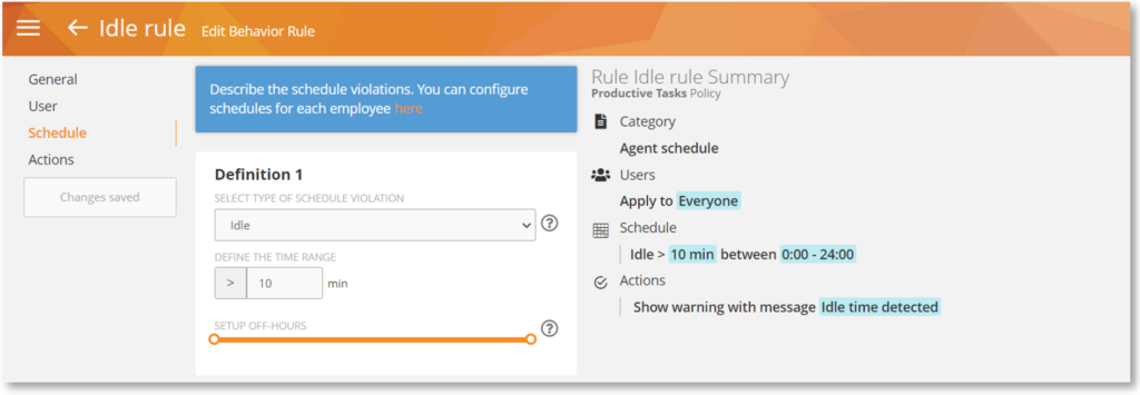 Idle Rule with Alert Limitation