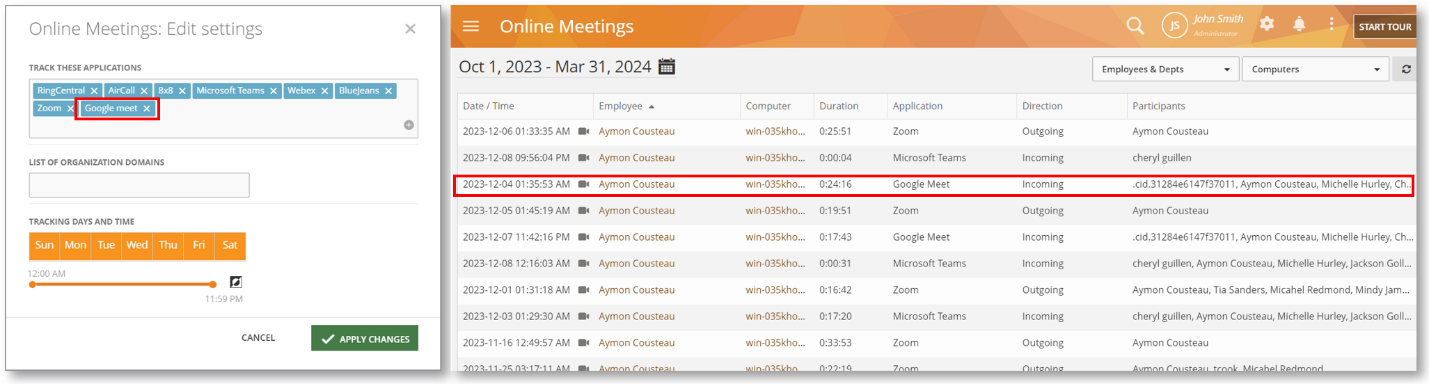 Google Meet Monitoring