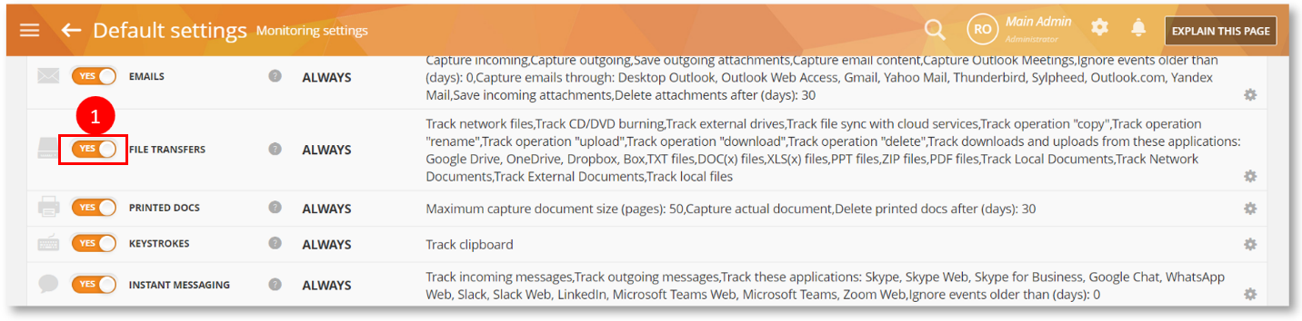 Mac-File Transfer Monitoring Settings