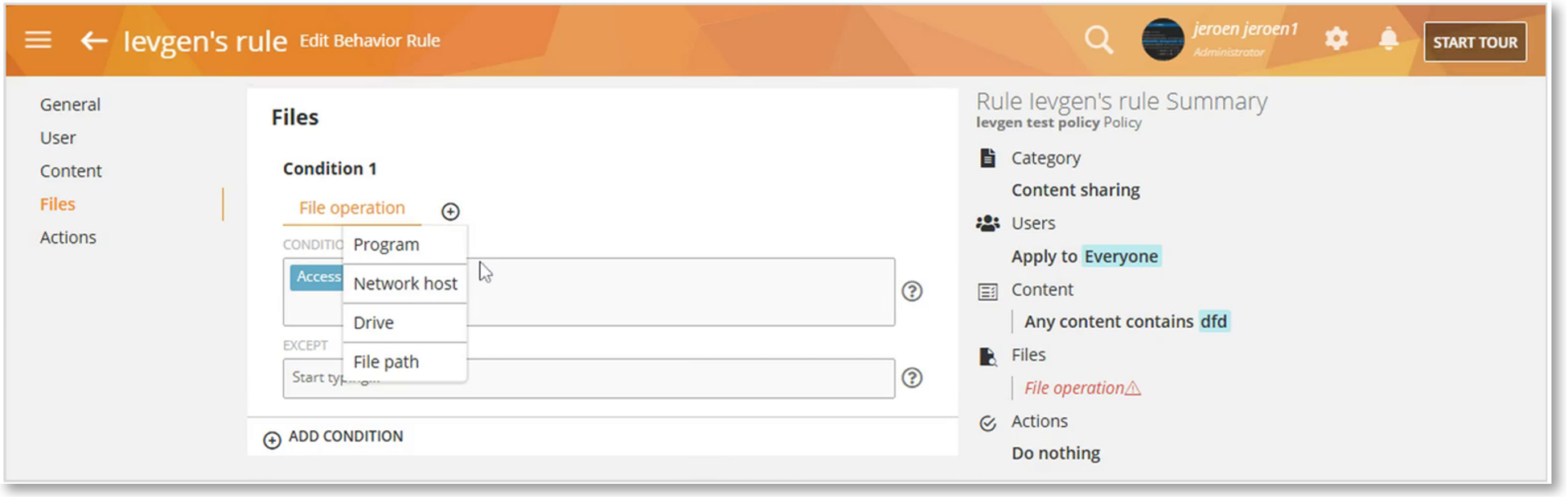 New Network Host Filter for File Access Rules