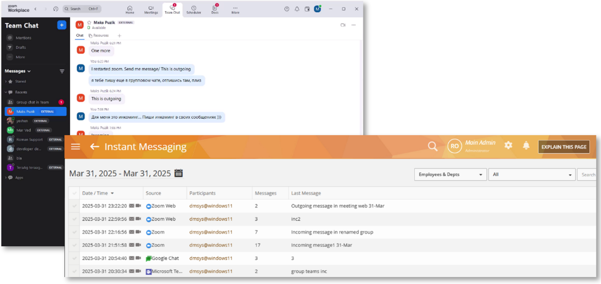 Zoom Team Chat Monitoring