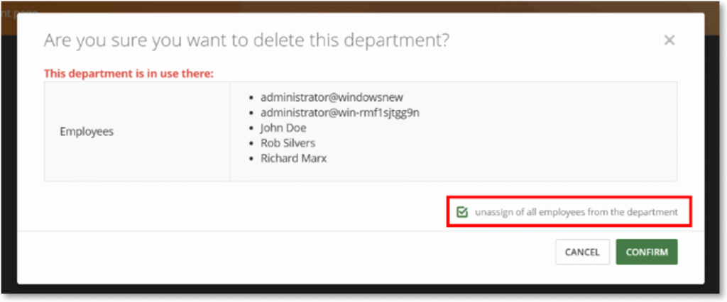 Enhanced Control Over Deleted/Archived Departments
