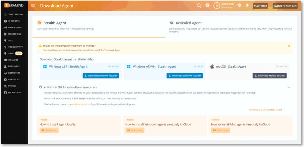 Downe Agent screen showing Windows ARM64 button.