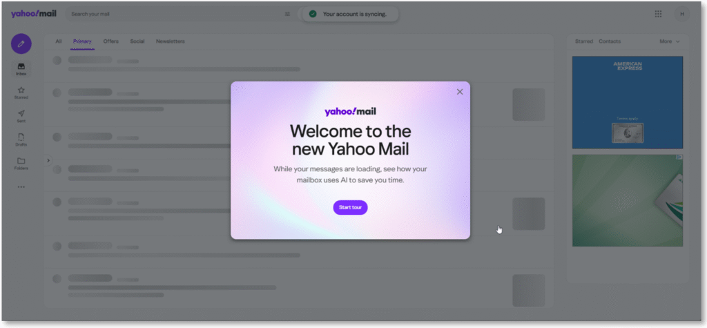 New Yahoo Mail web interface