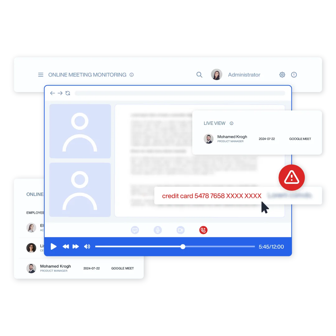 Online meeting monitoring function triggered when sensitive information is shared.