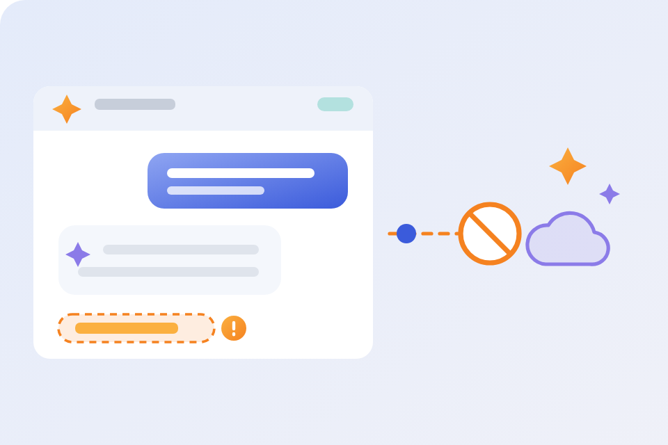 In-app warning shown to a user pasting client data into a generative AI prompt